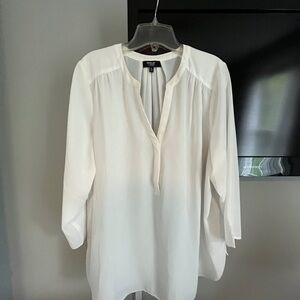 NYDJ White 3/4 Sleeve Boxy Blouse